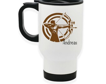Caneca térmica de aço inoxidável com tampa, Archer 2, branca