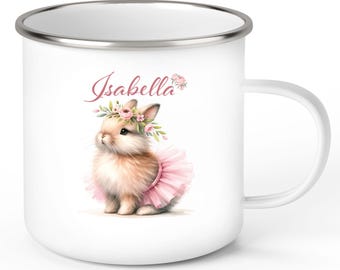 Easter Bunny Mug #9 Personalized Name Enamel or Ceramic Children's Mug Various Colors