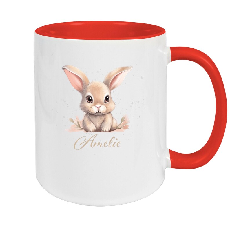 Easter Bunny Mug #7 Personalized Name Enamel or Ceramic Children's Mug Various Colors image 2
