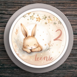 Cake Topper Compleanno Coniglio #1 Nome e Numero (20 cm) Carta Fondente