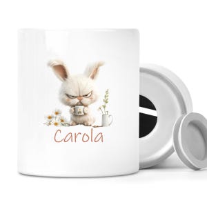 Spaarpot Pasen Grumpy-Bunny #1 gepersonaliseerd met gewenste naam