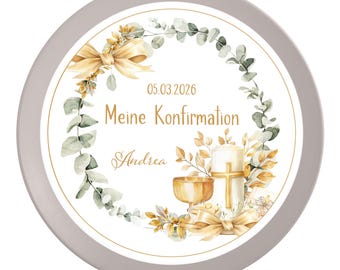 Confirmation Cake Topper - Eucalyptus 2 Names & Date (20 cm)