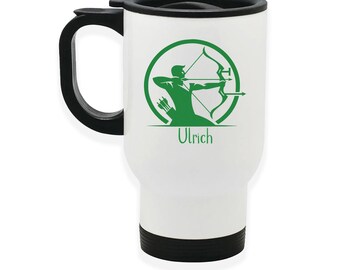 Caneca térmica de aço inoxidável com tampa, Archer 1, branca