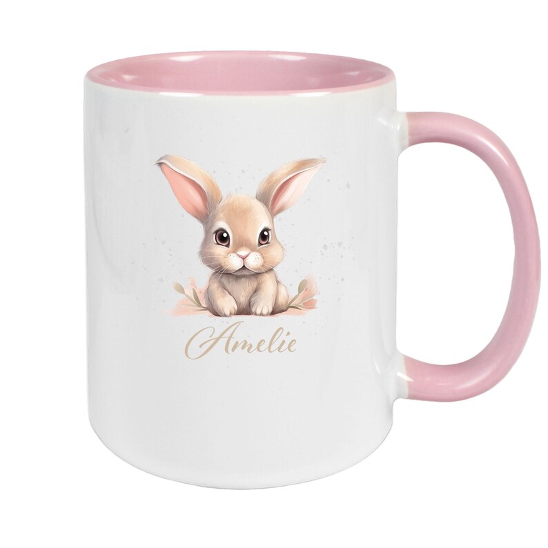 Easter Bunny Mug #7 Personalized Name Enamel or Ceramic Children's Mug Various Colors image 3