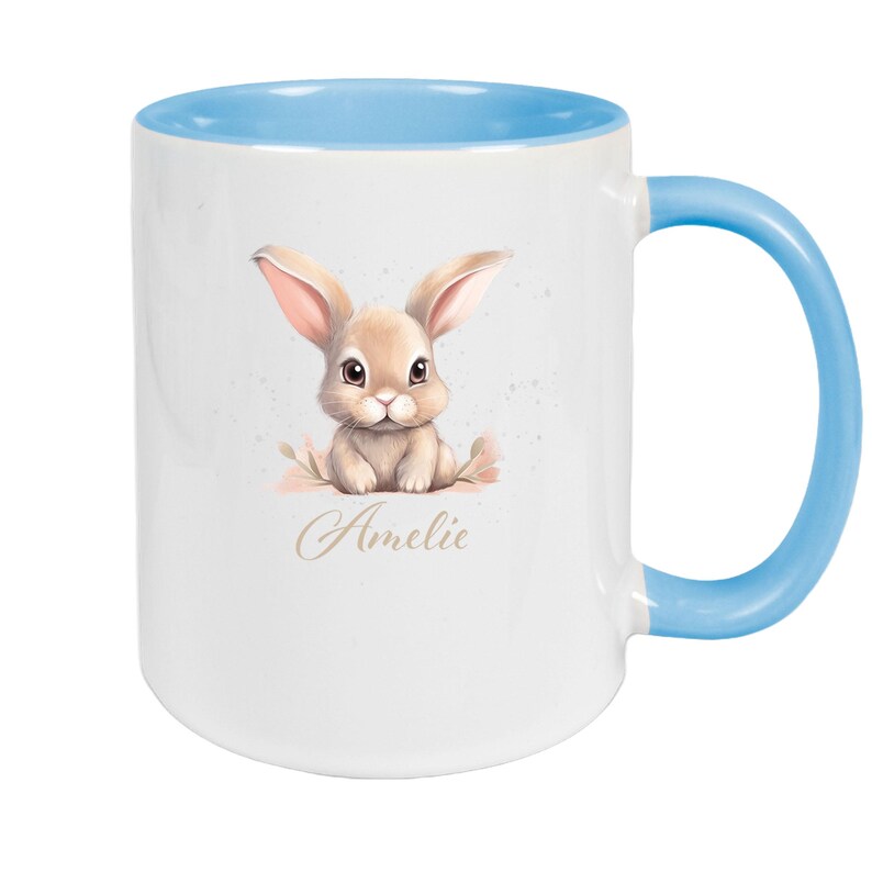 Easter Bunny Mug #7 Personalized Name Enamel or Ceramic Children's Mug Various Colors image 6
