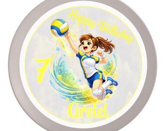 Birthday Cake Topper Volleyball 1 Name & Number (20 cm) Fondant Paper