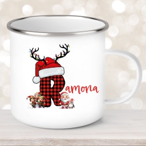 Taza con el nombre que desees Letra navideña nº1 Taza infantil esmaltada o cerámica varios colores