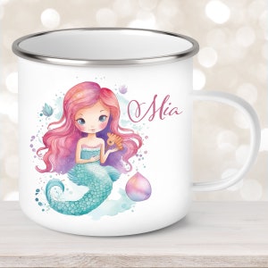 Mug Sirène #1 Nom Personnalisé Mug Enfant Émail ou Céramique Personnalisé Différentes Couleurs