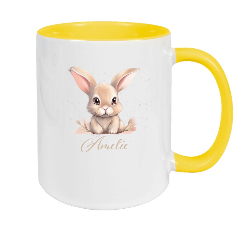 Easter Bunny Mug #7 Personalized Name Enamel or Ceramic Children's Mug Various Colors image 4