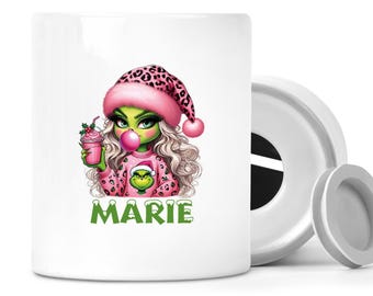 Personalized Money Box with Custom Name - Christmas Lady-Grinch #5