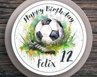 Cake Topper Birthday Football #4 Name & Number (20 cm) Fondant Paper