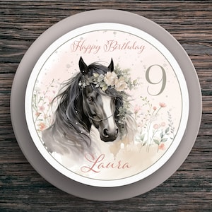 Tortenaufleger Geburtstag Pferd #3 Name & Zahl (20cm) Fondant Papier