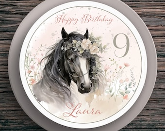 Cake Topper Birthday Horse #3 Name & Number (20 cm) Fondant Paper