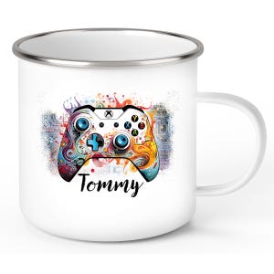 Tasse Gamer #02, Controller, XBOX, Wunschname, Emaille oder Keramik, Personalisiert verschiedene Farben