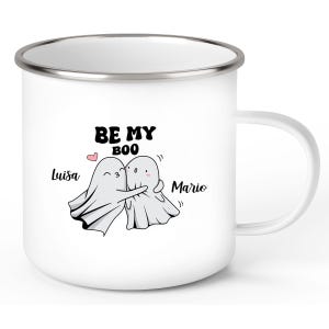Tasse Valentinstag BE MY BOO #1 Wunschnamen Emaille oder Keramik personalisiert versch. Farben