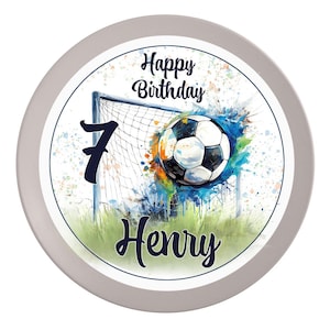 Tortenaufleger Geburtstag Fußball #9 Personalisiert Name & Zahl (20cm) Fondant Papier