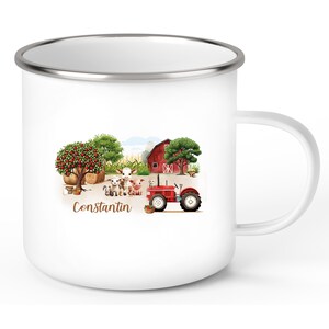 Tazza personalizzata con nome, fattoria n. 1, smalto o ceramica, tazza per bambini, vari colori