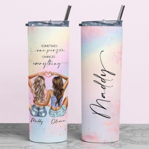 Best Friends Besties Sisters Friendship Gift Personalised 20oz Skinny Tumbler with Straw