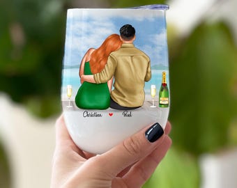 Couple Love Valentine Anniversary Stemless Wine Tumbler