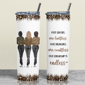 Best Friends Besties Sisters Friendship Gift Animal Print 20oz Skinny Tumbler with Straw