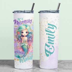 Mermaid Under The Sea Making Waves 20oz Skinny Tumbler with Straw