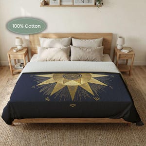 Funda nórdica de algodón con diseño de biología solar / Funda de cama con diseño de estrellas náuticas