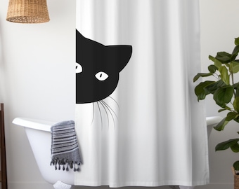 Black Cat Shower Curtain: Funny Feline Home Decor