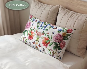 Watercolor Floral Pattern Pillow sham, Botanical Pillow