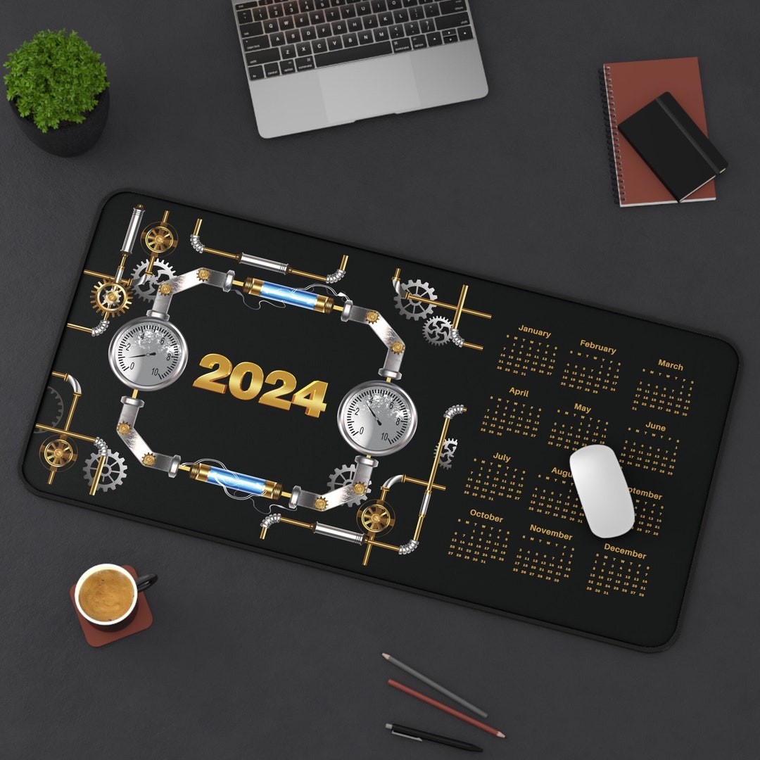 Desk Mat With 2024 Calendar Gaming Desk Mat, Long Desk Mats, Mousepad