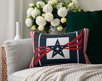 Coussin lombaire drapeau américain, décoration d'accent, décoration d'intérieur patriotique, coussin lombaire. Cadeau de pendaison de crémaillère parfait.