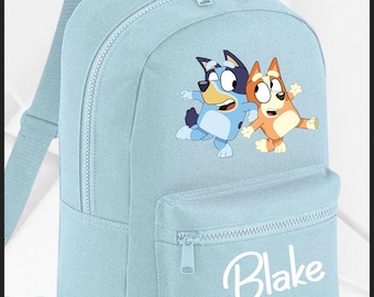 Personalised Pink/Blue  bluey  Backpack ANY NAME Back To School Bag Backpack Kids Nursery Toddler Rucksack