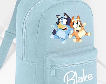 Personalised Pink/Blue  bluey  Backpack ANY NAME Back To School Bag Backpack Kids Nursery Toddler Rucksack