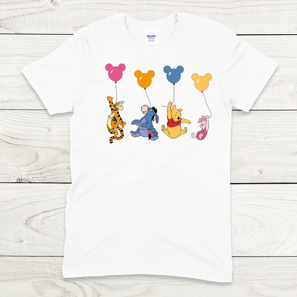 Winnie The Pooh and Friends Shirt, Winnie The Pooh Shirt, Pooh Balloons Shirt, Disney Pooh T-Shirt, Cute Pooh Bear Shirt