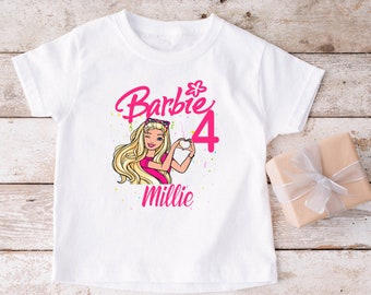 Barbie l Birthday TShirt, Personalised name and age, Barbie tshirt, Birthday tshirt,