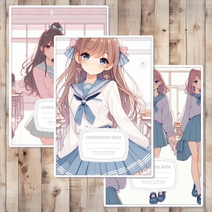 Kawaii Anime Composition Book Cover: 3-Pack Printable (Digital Download)
