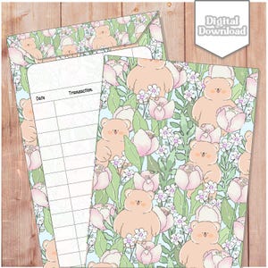 Bear Tulip Field Cash Stuffing Envelope, Kawaii Budget Printables (Digital Download)