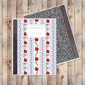 Kawaii Composition Book Cover Printable: School Supplies (Digital Download)