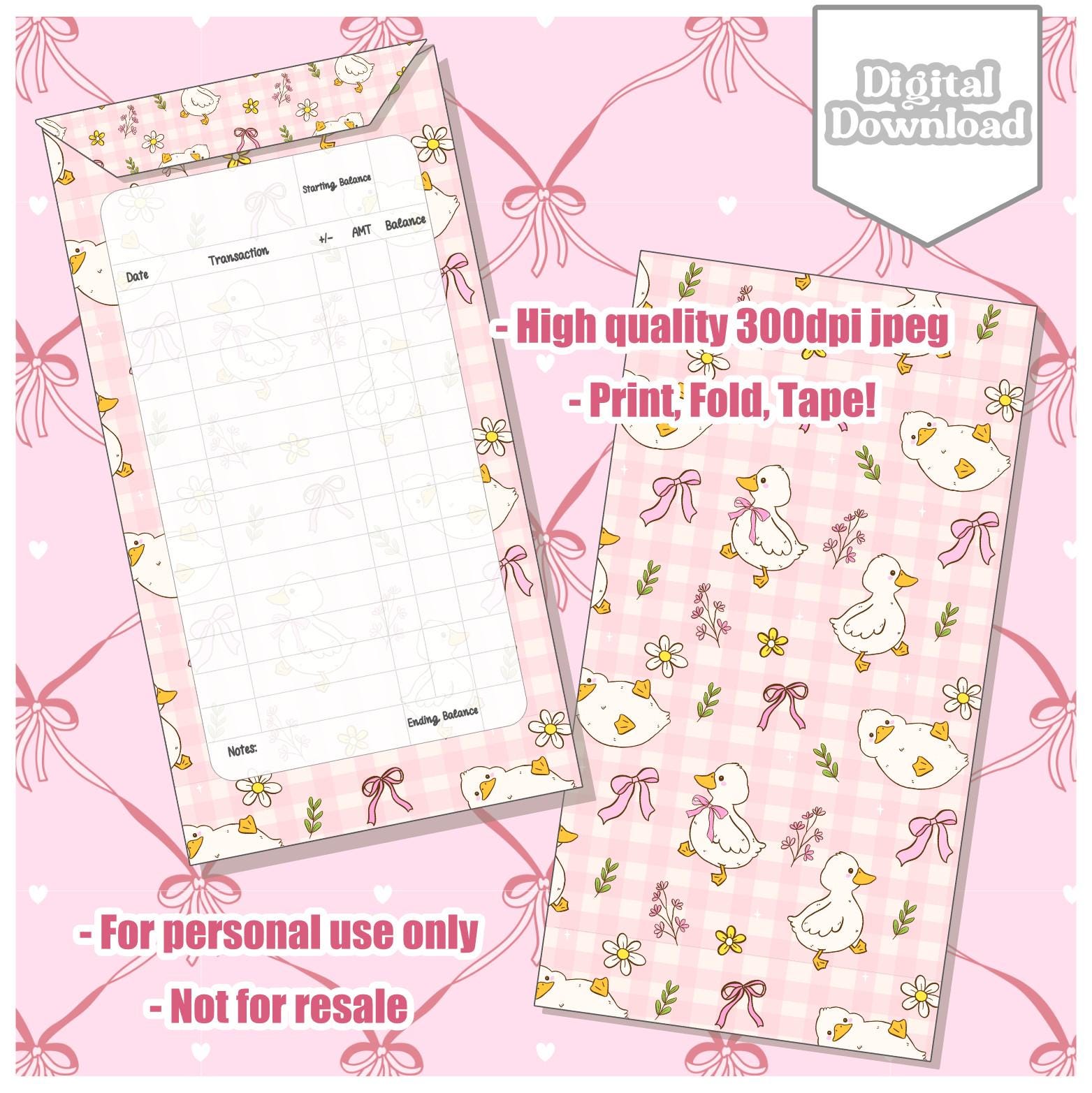 Goose Envelope Cash Stuffing Envelope Printable, Goose Fun Park, Kawaii Cute, Budget ...