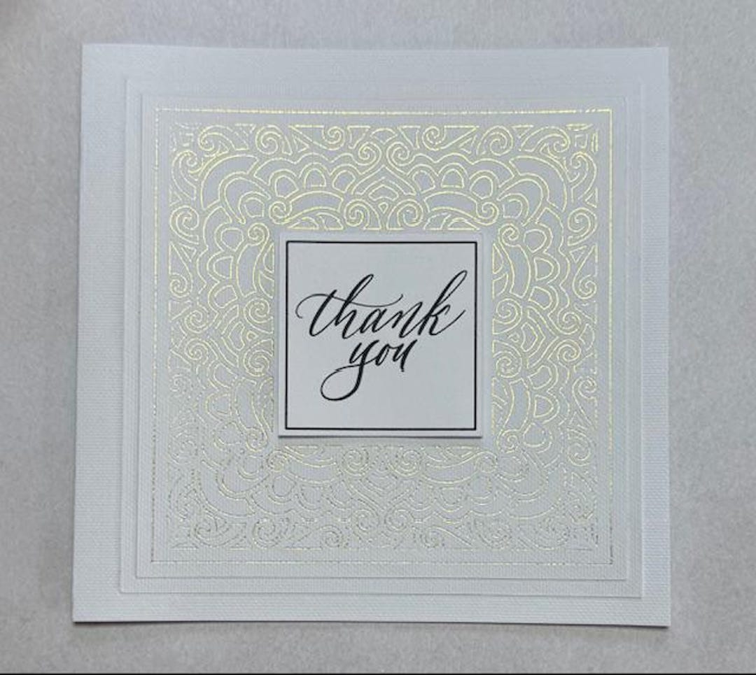 Gold Embossed Thank You Card - Etsy