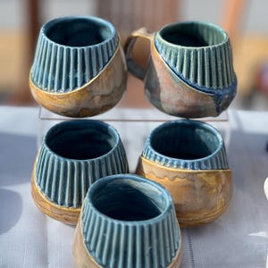 Handmade Stoneware Mug, Textured Wabi Sabi Cup, Mediterranean Ceramic Pottery