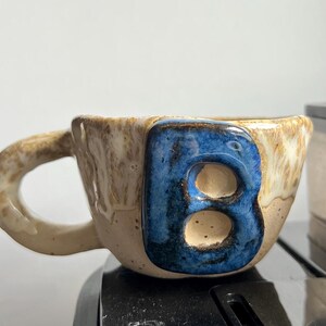 Custom Ceramic mug with Letter | Personalized pottery cup