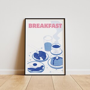 Breakfast Print – Minimalist Kitchen Wall Art, Aesthetic Brunch Poster, Modern Breakfast Illustration