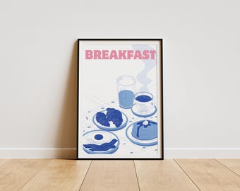 Minimalist Breakfast Illustration Print – Kitchen Brunch Poster (Digital Download)