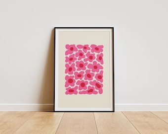 Minimalist Floral Print – Pink Flower Line Art (Digital Download)