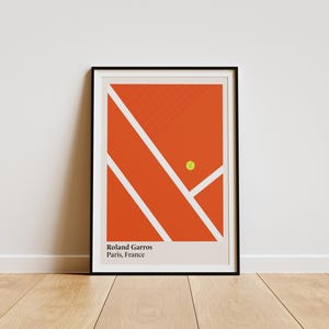 Clay Tennis Court Art Print, Minimalist Grand Slam Poster, French Open Wall Decor, Sports Fan Gift