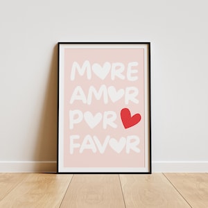 More Amor Por Favor Wall Art - Romantic Spanish Quote Print, Minimalist Love Poster, Trendy Bedroom or Living Room Décor
