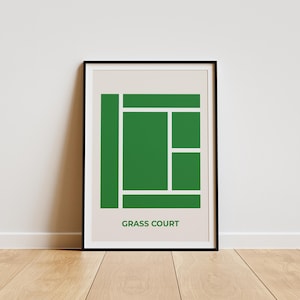 Grass Tennis Court Print – Green Grand Slam Inspired Poster, Tennis Poster, Sporty Home Decor, Printable Tennis Art