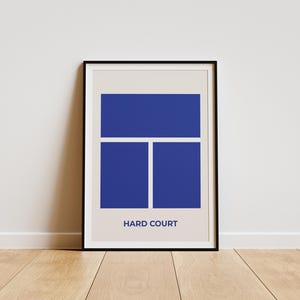 Hard Tennis Court Print – Blue Grand Slam Inspired Poster, Tennis Wall Art, Sporty Home Decor, Printable Tennis Art