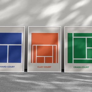 Bundle Tennis Print – Clay Grass Hard Courts, Grand Slam Wall Art, Printable Sport Poster Set, Sporty Wall Decor