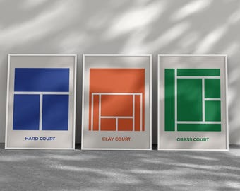 Tennis Court Art Print Set – Minimalist Sport Wall Decor (Digital Download)